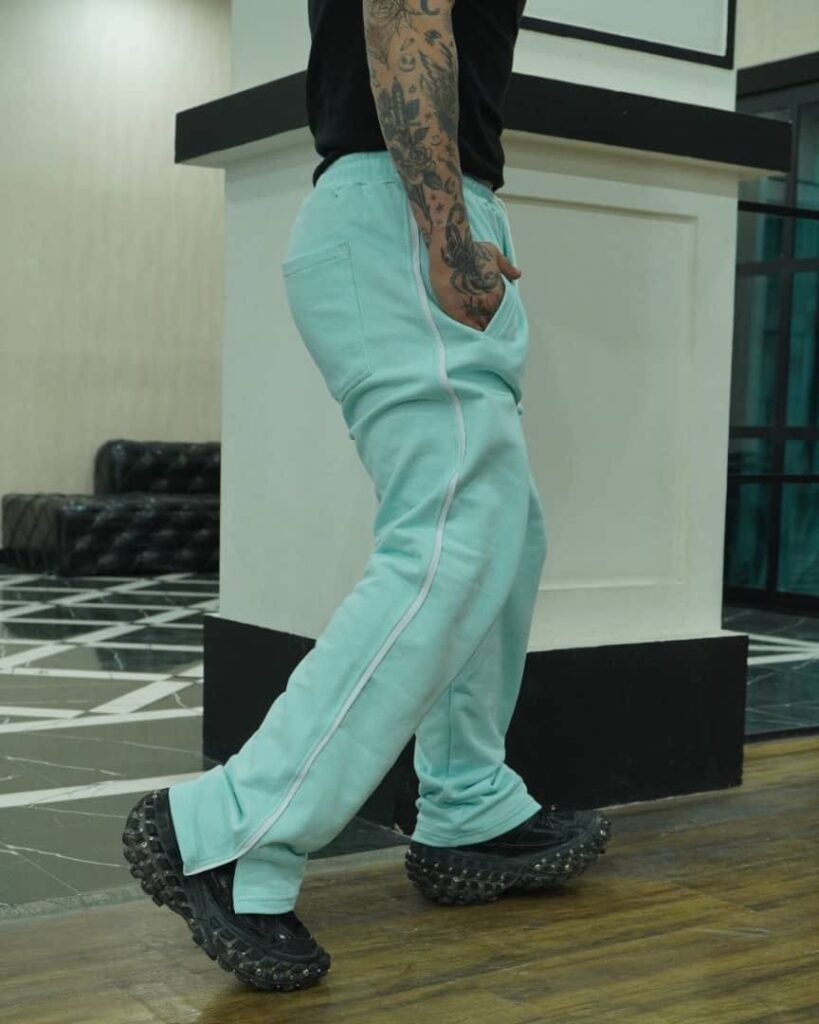 شلوار اسلش بگی خط دار بغل چاک